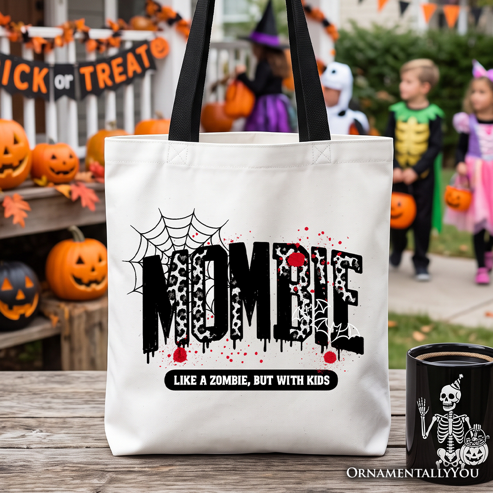 Mombie Like a Zombie But With Kids Tote Bag, Funny Halloween Mom Horror Gift Shopper