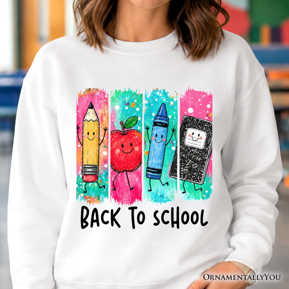 Brushstroke Back to School Sweatshirt, Apple Pencil Notebook Sweater