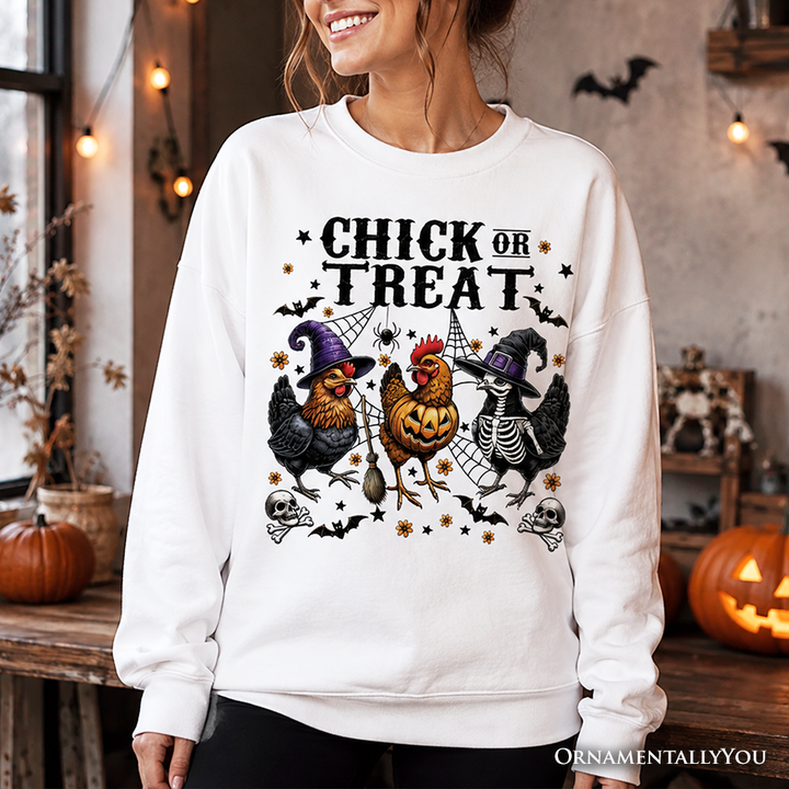 Chick or Treat Chicken Sweatshirt, Funny Farmhouse Halloween Sweate