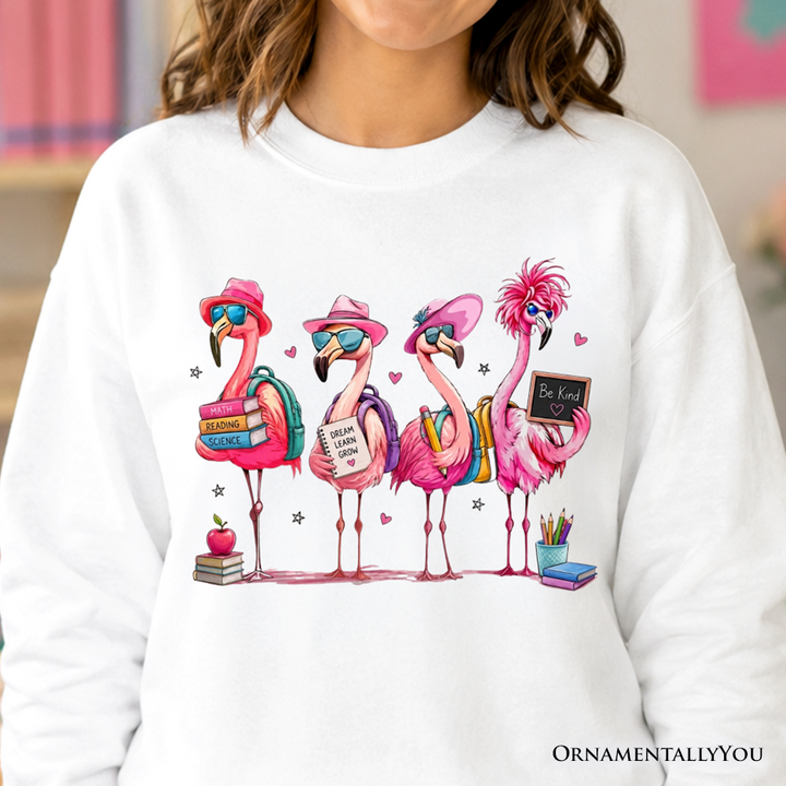 Flamingo Back to School Sweatshirt, Cute Sweater With Tropical Birds