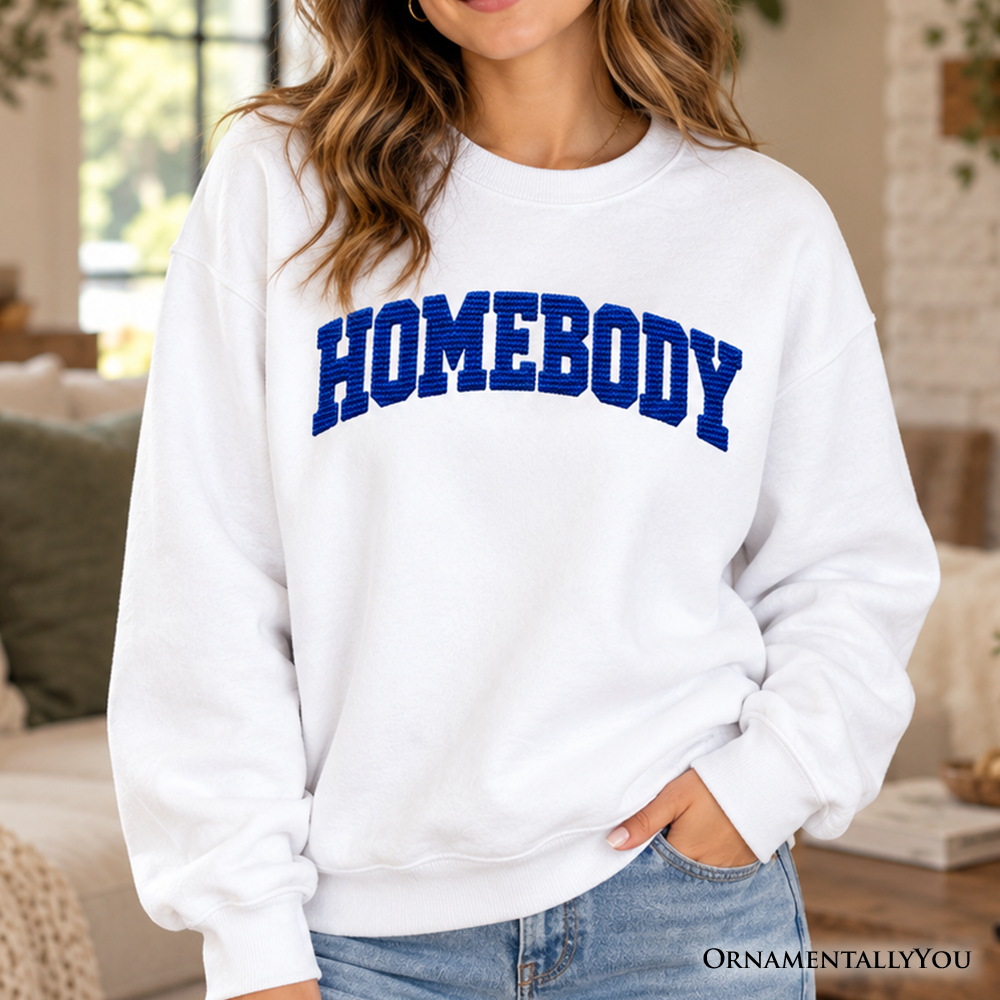 Homebody Faux Cross Stitch Sweatshirt, Cozy Introvert Sweater