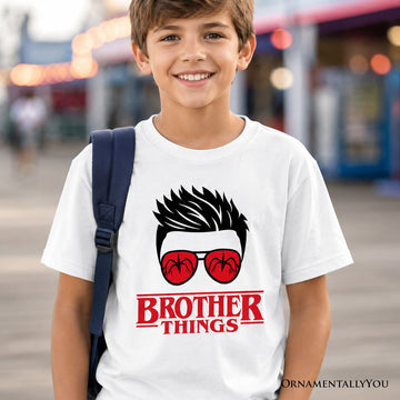Kids Brother Things Retro T-Shirt, Red Glasses Family Matching Youth Tee Kid's T-Shirts OrnamentallyYou 