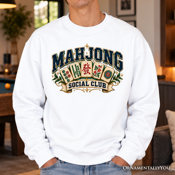 Mahjong Social Club Sweatshirt, Vintage Collegiate Tile Game Sweater