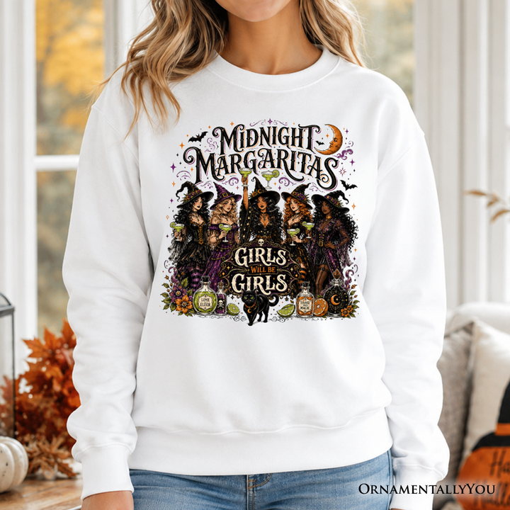 Midnight Margaritas Girls Will Be Girls Sweatshirt, Witch Coven Halloween Party Sweater