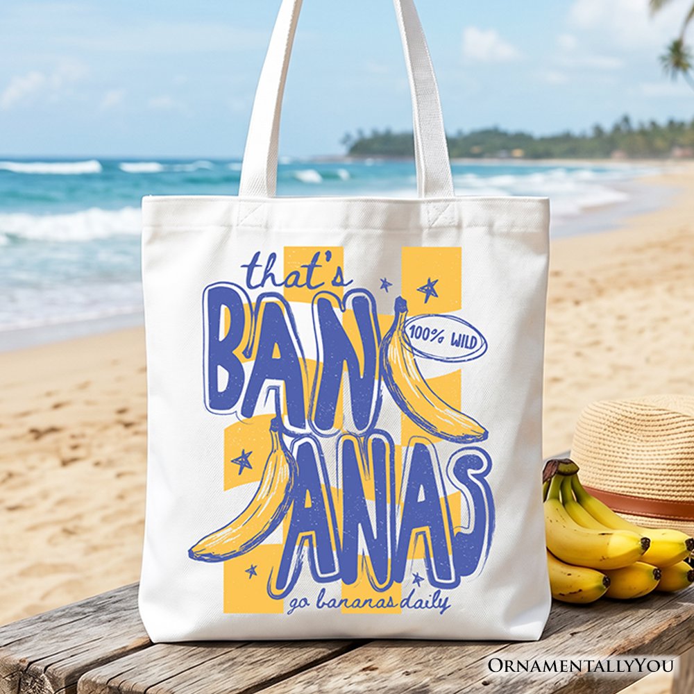 That’s Bananas Summer Tote Bag, Funny Tropical Fruit Gift Shopper Tote Bag OrnamentallyYou White 