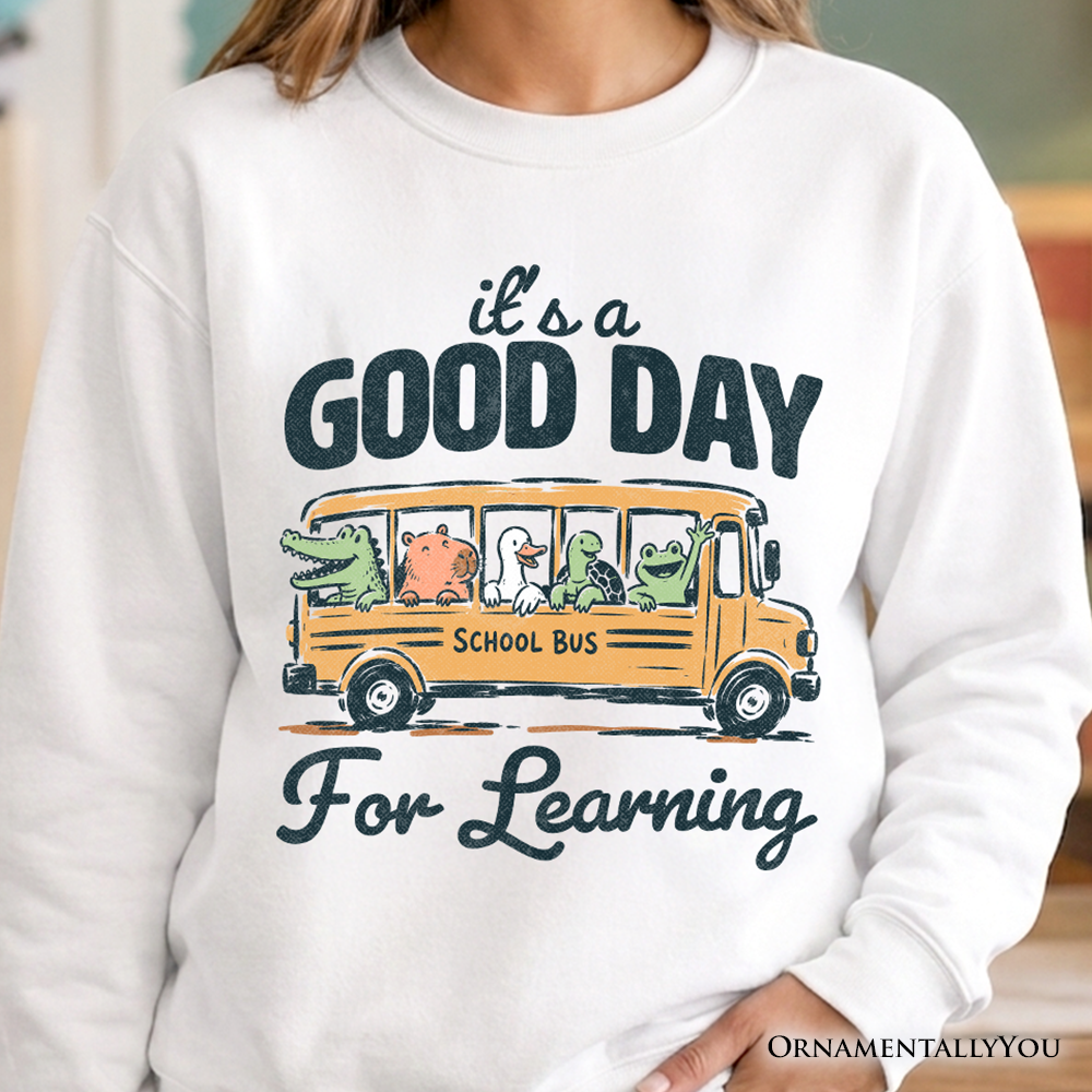 Vintage Good Day for Learning School Bus Sweatshirt, Back to School Sweater