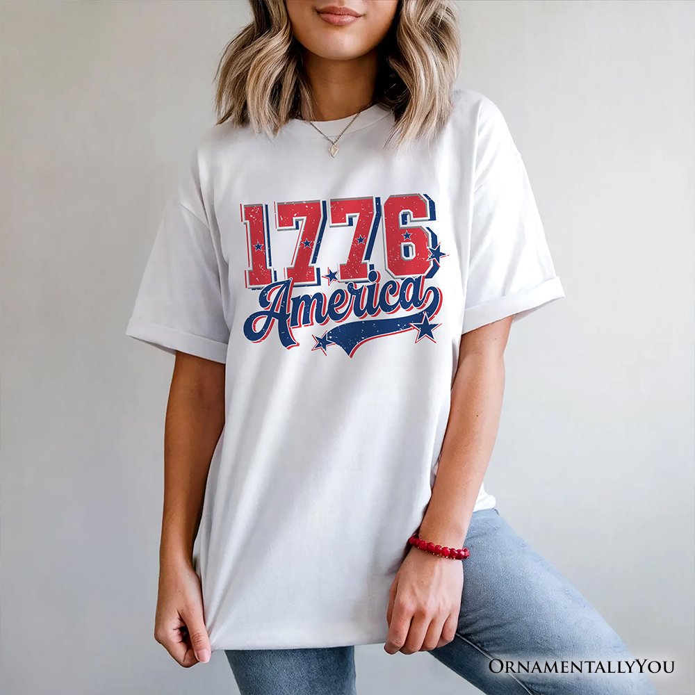 1776 America Vintage T-Shirt, Patriotic Retro USA Freedom 4th of July Tee T-Shirts OrnamentallyYou 