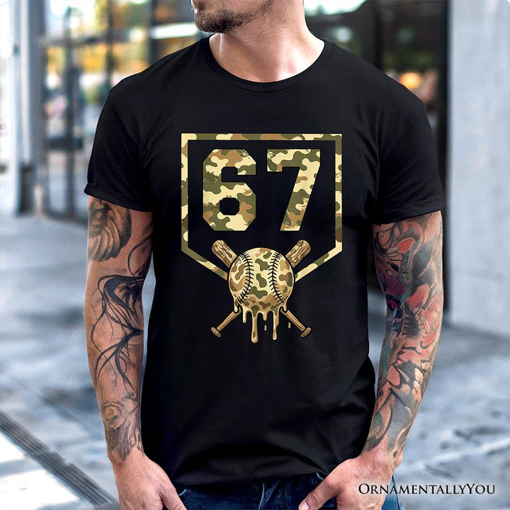 67 Camo Baseball Drip T-Shirt, Six Seven Cool Game Day Sports Tee T-Shirts OrnamentallyYou 