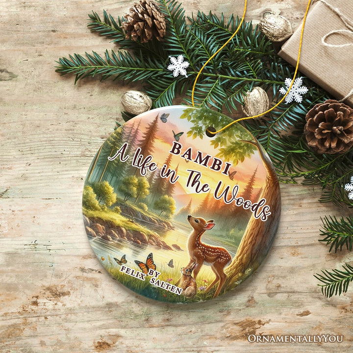 A Life in the Woods by Felix Salten Ornament, Bambi's Journey Christmas Keepsake Ceramic Ornament OrnamentallyYou 