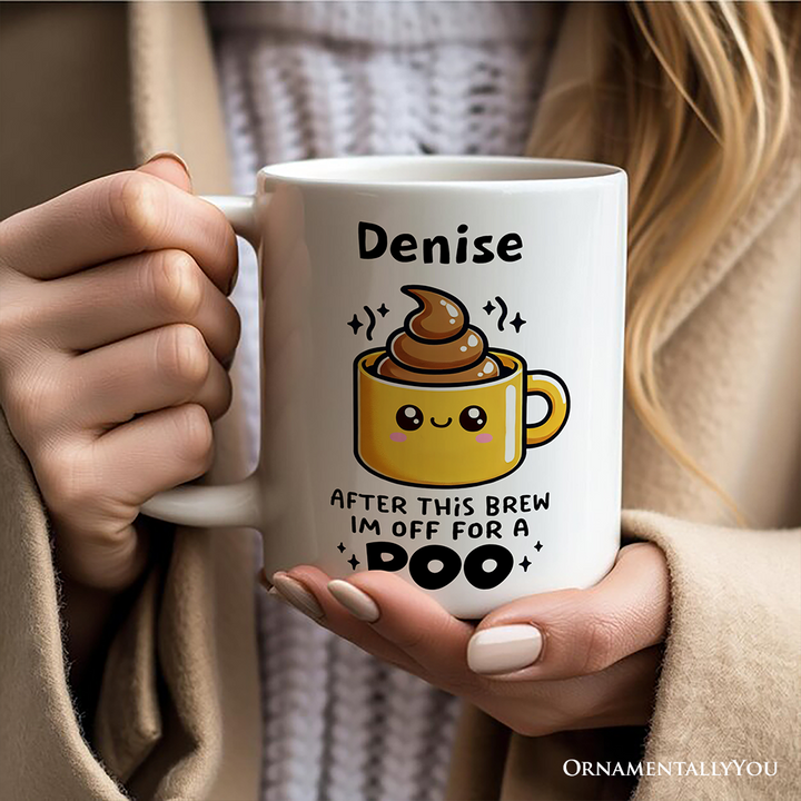 After This Brew I'm Off For a Poo Personalized Mug, Funny Coffee Lover Gift With Custom Name