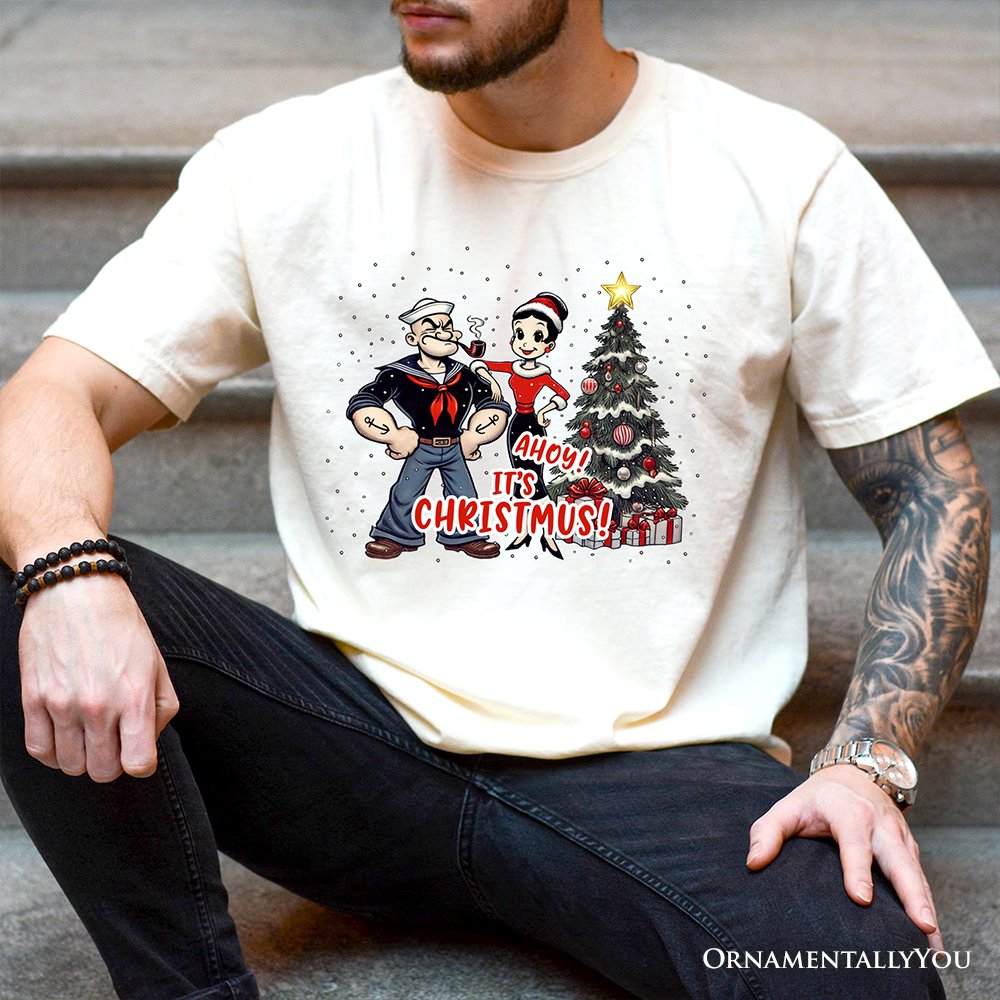 Ahoy! It's Christmus! Popeye and Olive T-Shirt, Vintage Sailor Tee for Christmas Time T-Shirts OrnamentallyYou 