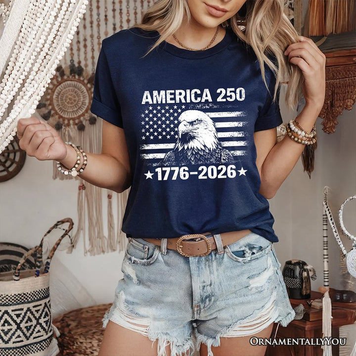America 250 Freedom Flag Eagle T-Shirt, 4th of July USA Patriotic 1776–2026 Tee T-Shirts OrnamentallyYou 