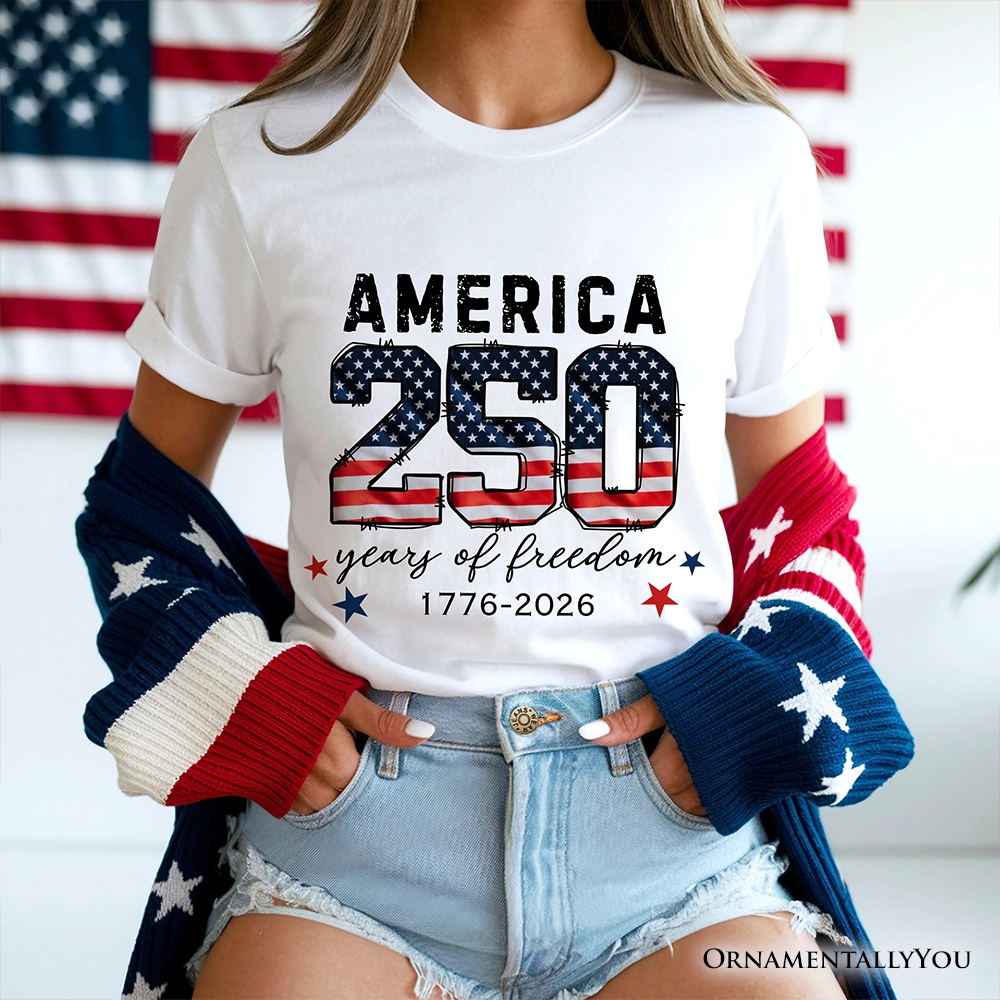 America 250 Years of Freedom T-Shirt, Patriotic USA Anniversary 1776 Tee