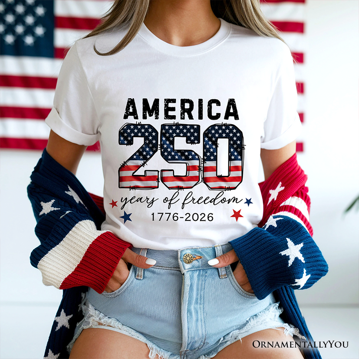 America 250 Years of Freedom T-Shirt, Patriotic USA Anniversary 1776 Tee