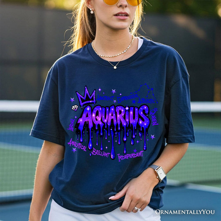 Aquarius Graffiti Zodiac T-Shirt, Street Style Astrology Horoscope Tee T-Shirts OrnamentallyYou 