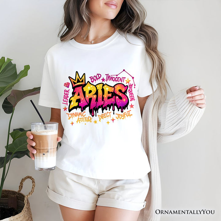 Aries Graffiti Zodiac T-Shirt, Street Style Astrology Horoscope Tee T-Shirts OrnamentallyYou 