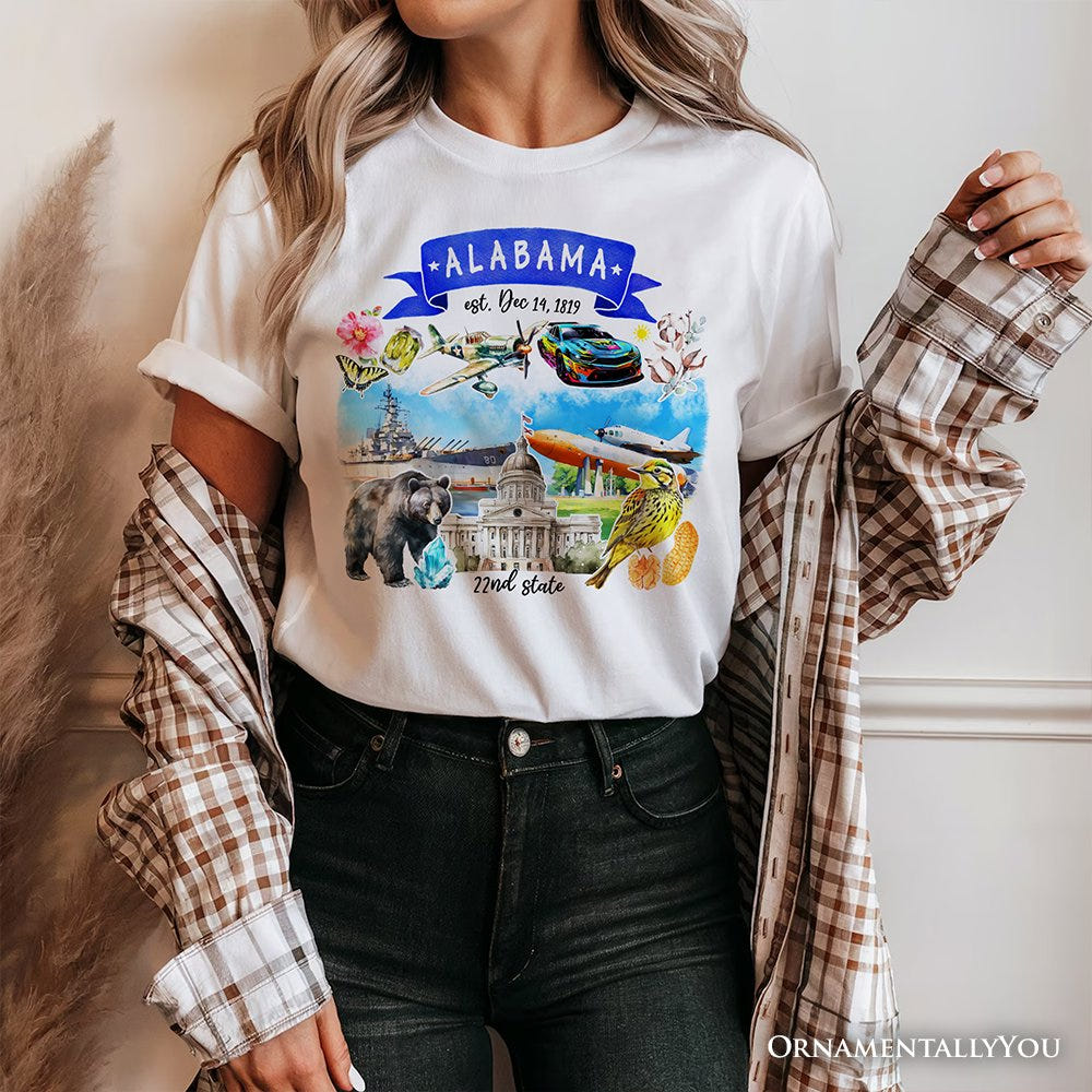 Artistic Alabama State Themes and Landmarks T-Shirt, Tee for History and Travel Lovers T-Shirts OrnamentallyYou 