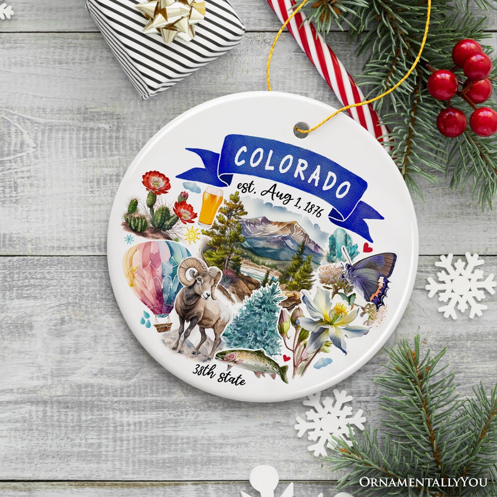 Artistic Colorado State Themes and Landmarks Christmas Ornament Ceramic Ornament OrnamentallyYou 