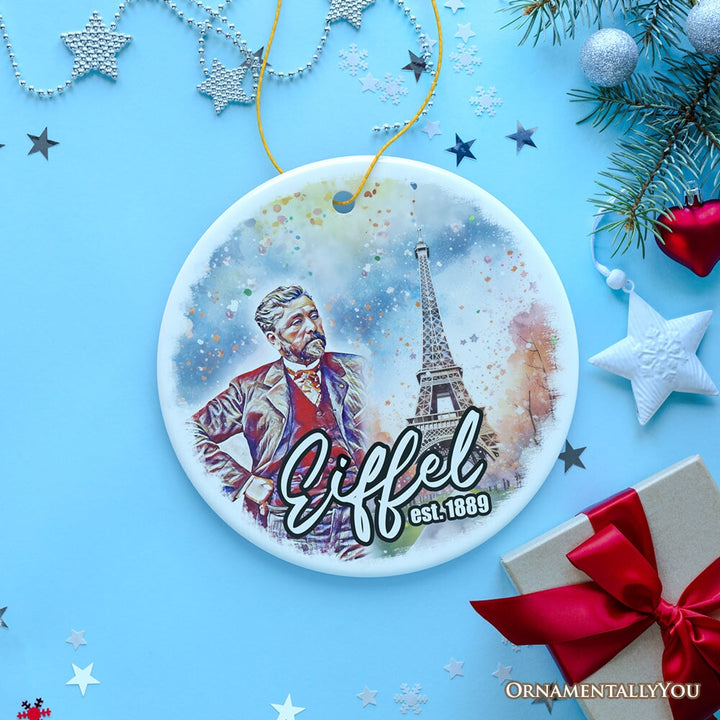 Artistic Eiffel Tower Unique Ceramic Ornament, Handcrafted Paris Decor Ceramic Ornament OrnamentallyYou 