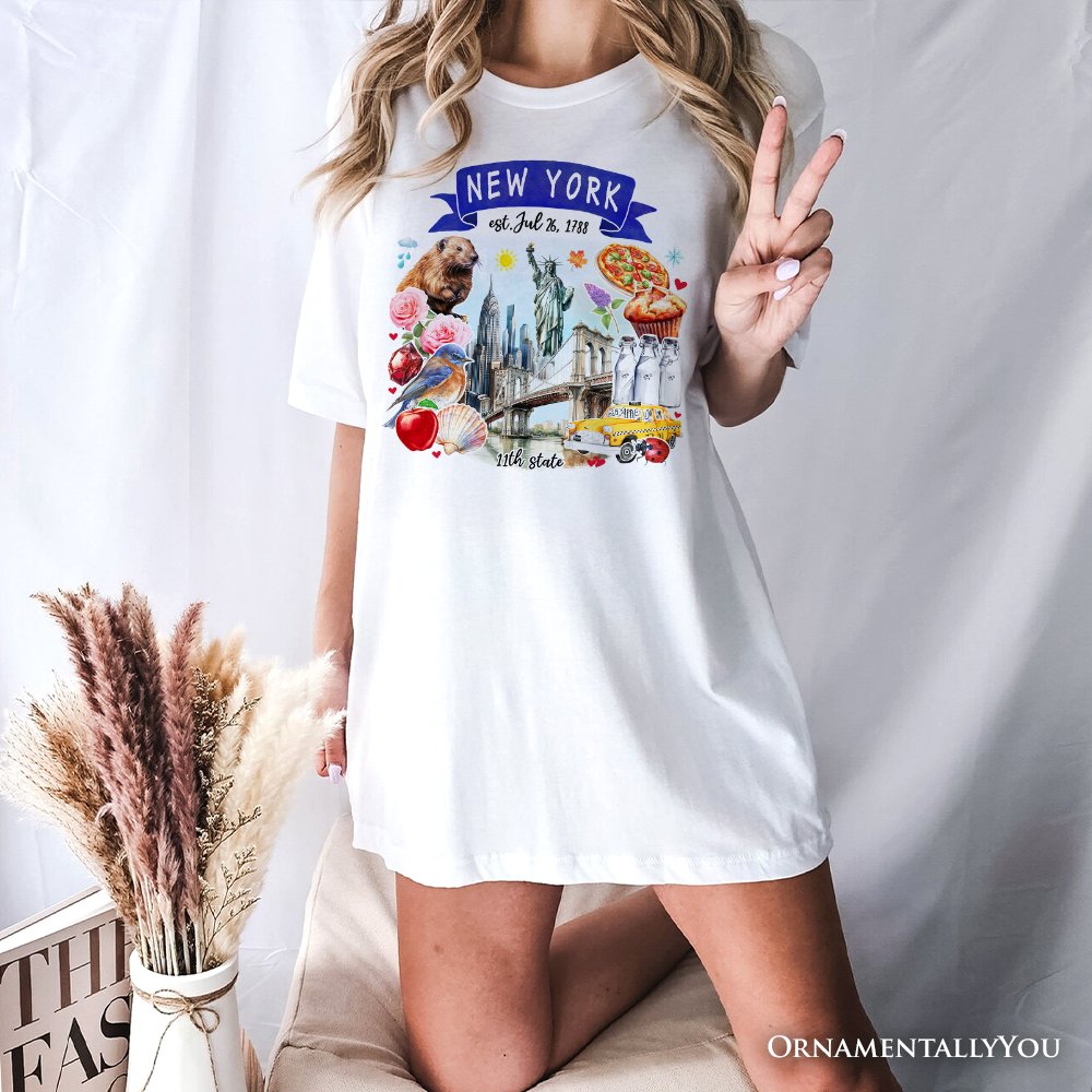Artistic New York State Themes and Landmarks T-Shirt, Tee for History and Travel Lovers T-Shirts OrnamentallyYou 