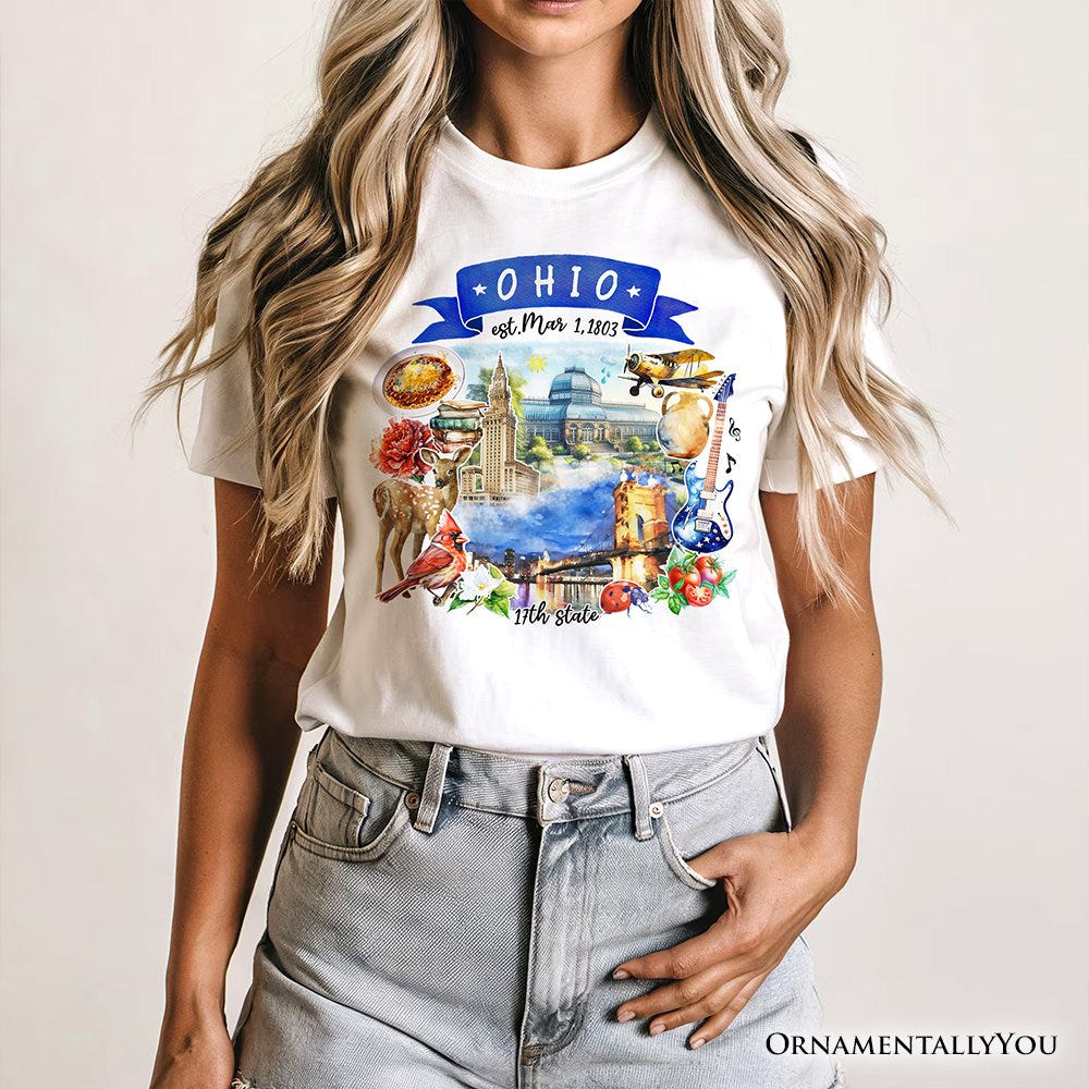 Artistic Ohio State Themes and Landmarks T-Shirt, Tee for History and Travel Lovers T-Shirts OrnamentallyYou 