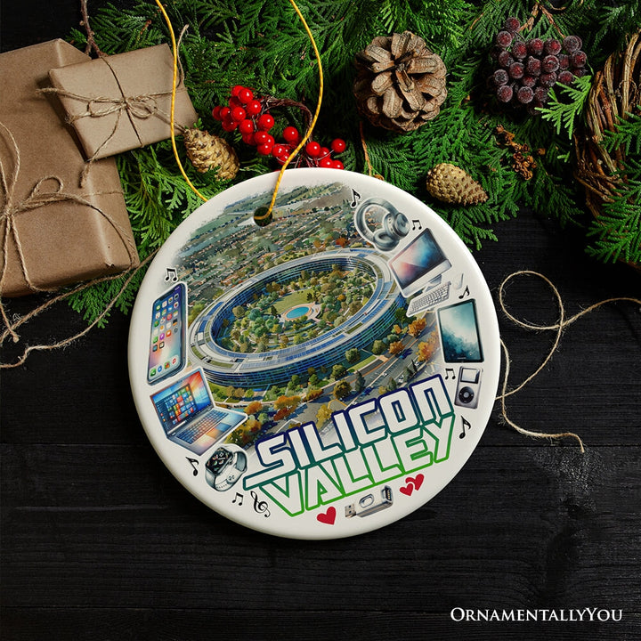 Artistic Silicon Valley Ceramic Ornament, Gift for Technology Enthusiast Ceramic Ornament OrnamentallyYou 