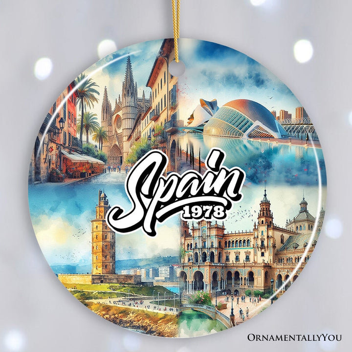 Artistic Spain Cultural Heritage and Landmarks Ornament, Christmas Tree Decor and Keepsake Ceramic Ornament OrnamentallyYou Version 1 