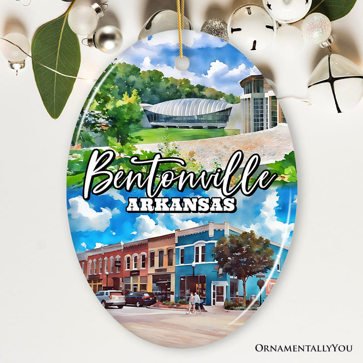 Artistically Vibrant Bentonville Ornament, Arkansas Mountain Town Christmas Gift and Souvenir