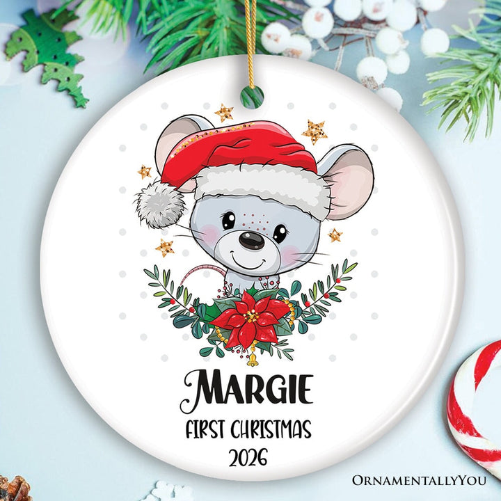 Baby's First Christmas Mouse Custom Ornament Ceramic Ornament OrnamentallyYou Circle 