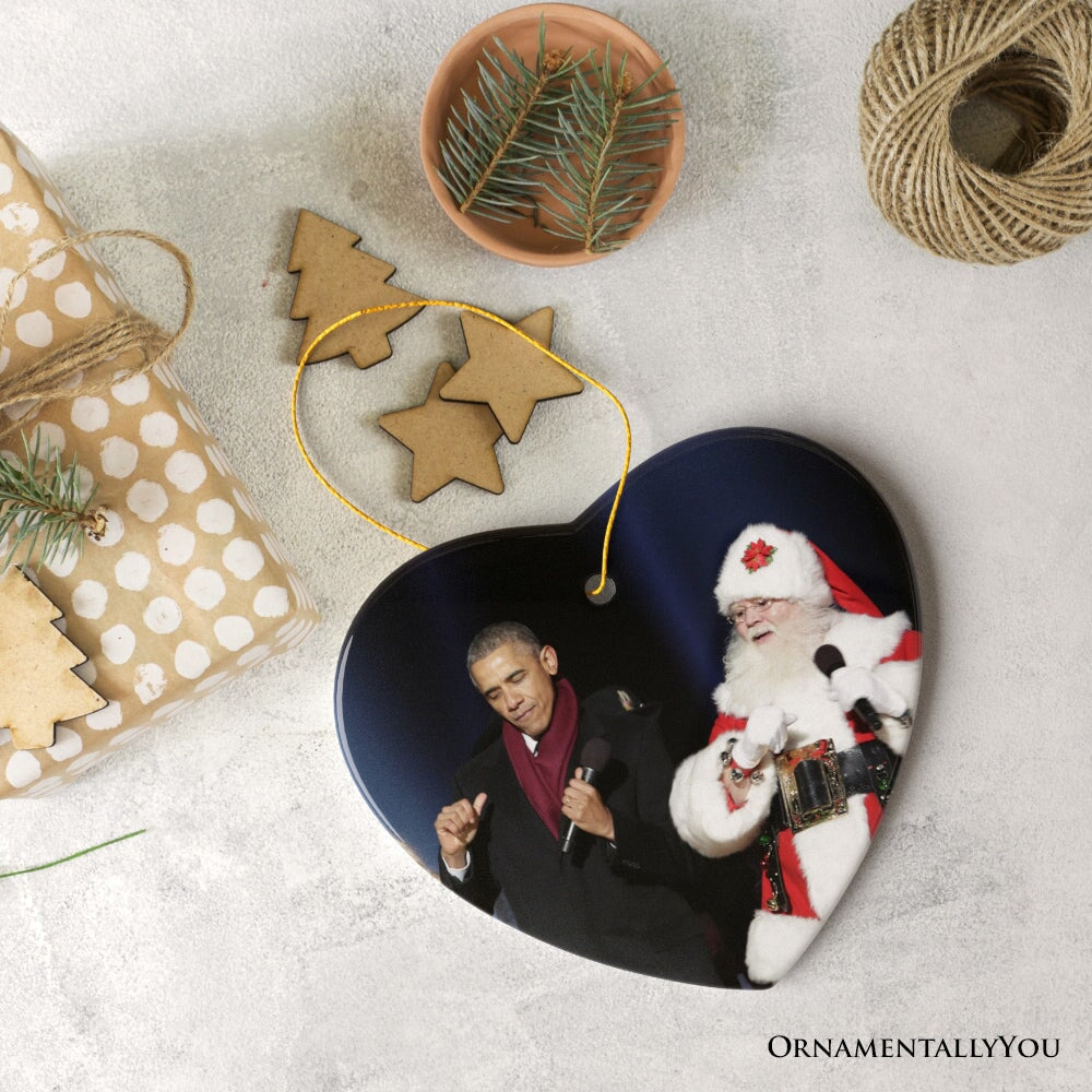 Barack Obama and Santa Claus Vibing Christmas Ornament OrnamentallyYou 