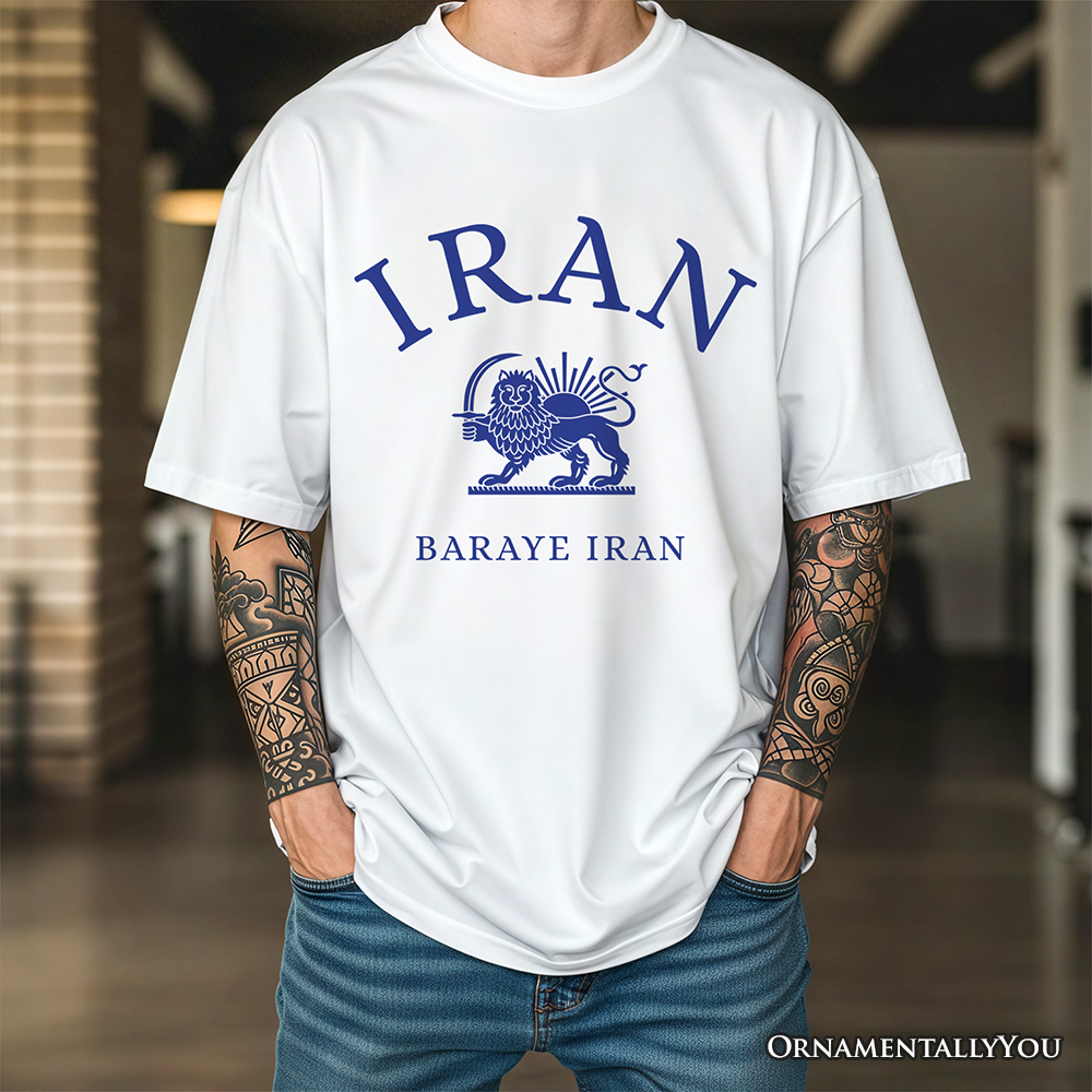 Baraye Iran T-Shirt, Persian Heritage Lion and Sun Emblem Pride Tee