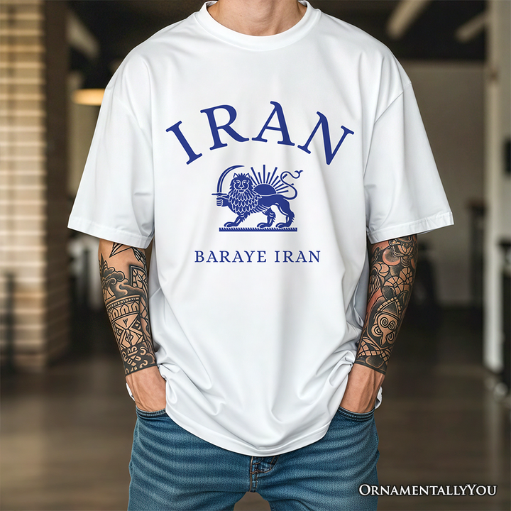Baraye Iran T-Shirt, Persian Heritage Lion and Sun Emblem Pride Tee