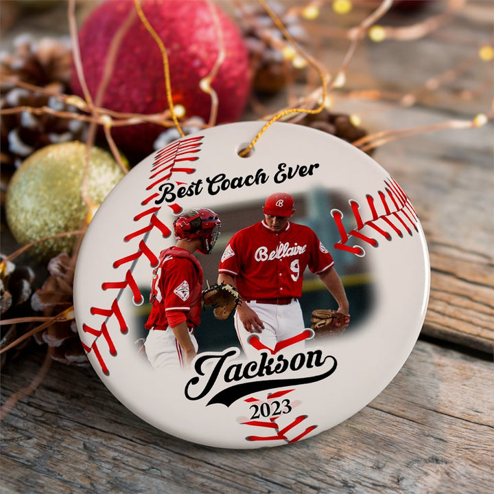 Baseball Personalized Picture Ornament Gift, Photo Upload Team, Player and Coaches Gift Ceramic Ornament OrnamentallyYou 
