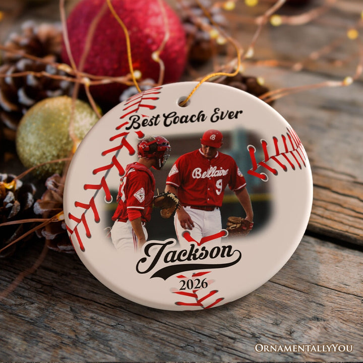 Baseball Personalized Picture Ornament Gift, Photo Upload Team, Player and Coaches Gift Ceramic Ornament OrnamentallyYou 