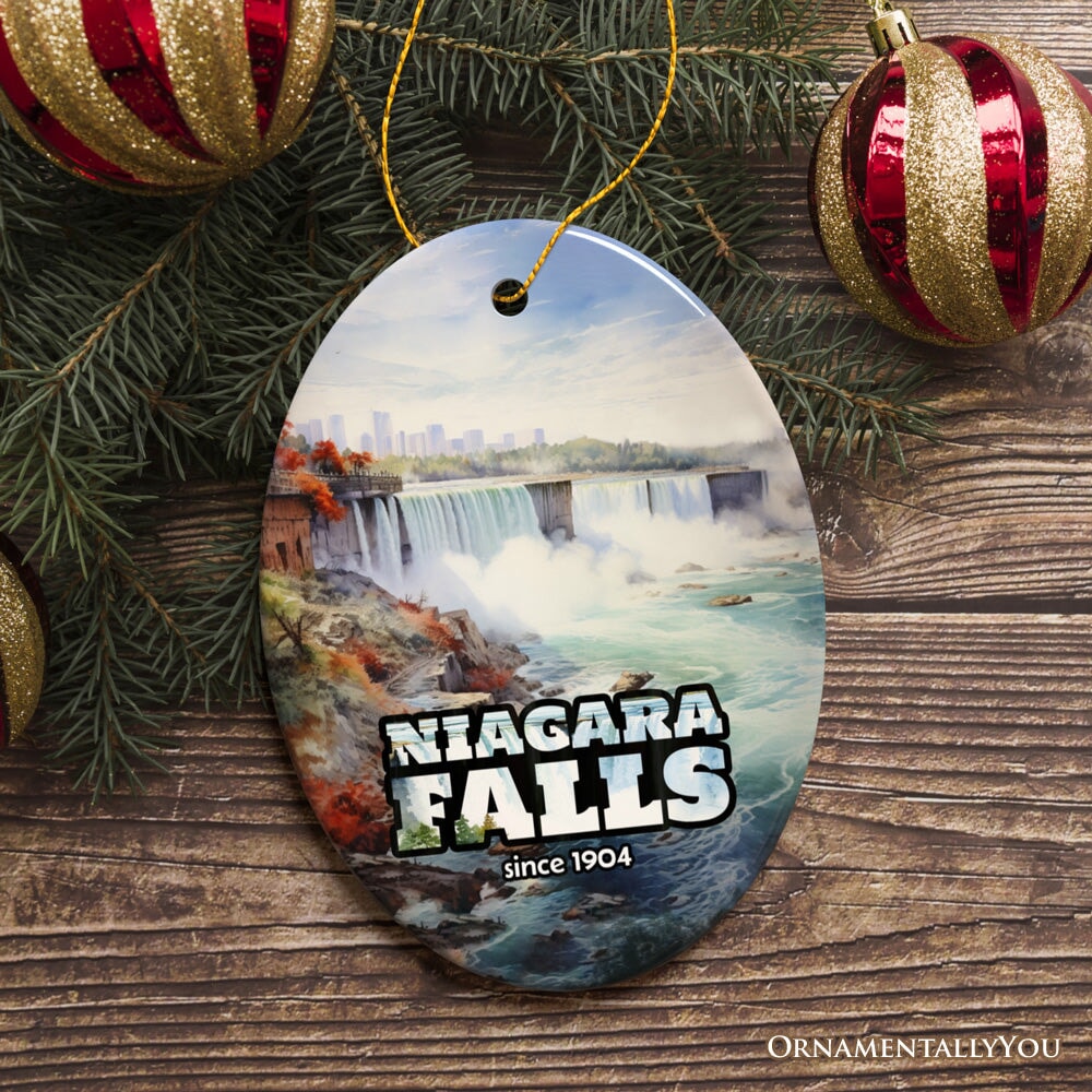 Beautiful Niagara Falls Paradise Ornament, Waterfall and Nature Travel Souvenir Ceramic Ornament OrnamentallyYou 