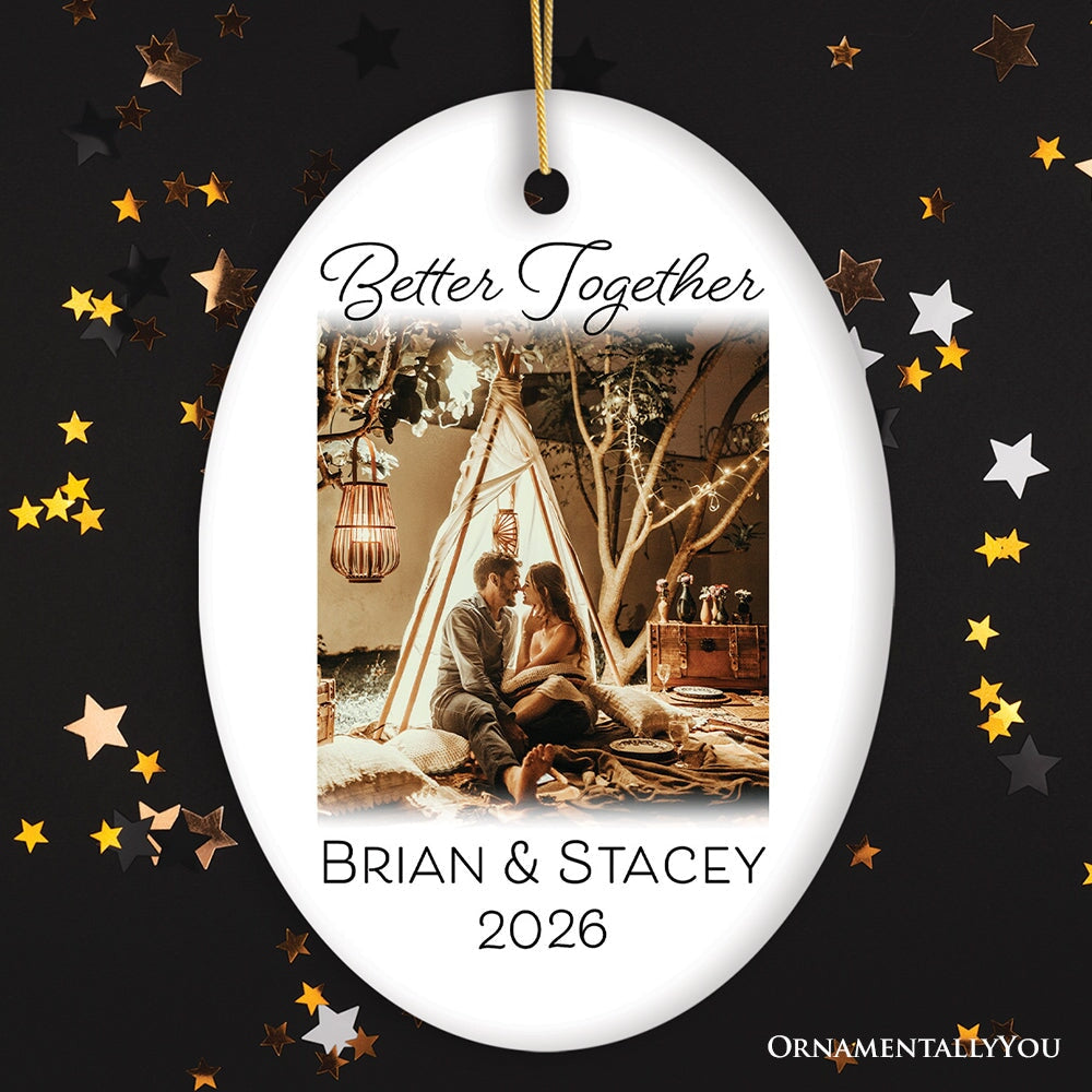 Better Together Photo Upload Keepsake Christmas Ornament Ceramic Ornament OrnamentallyYou Oval 