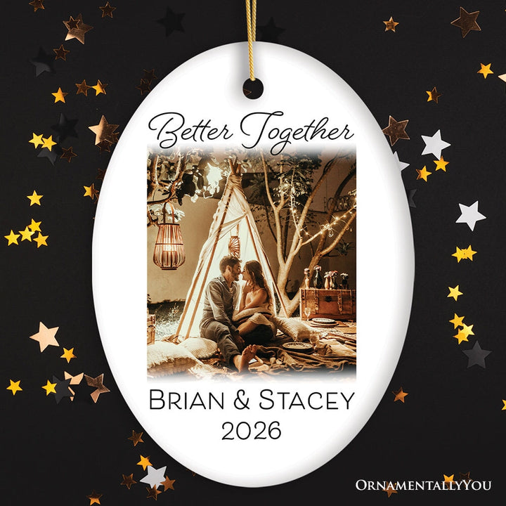 Better Together Photo Upload Keepsake Christmas Ornament Ceramic Ornament OrnamentallyYou Oval 