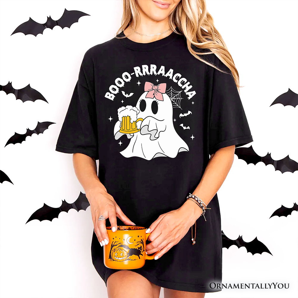 Boo-Rracha Halloween Ghost T-Shirt, Funny Mexican Drunk Tee with Cute Spooky Vibes