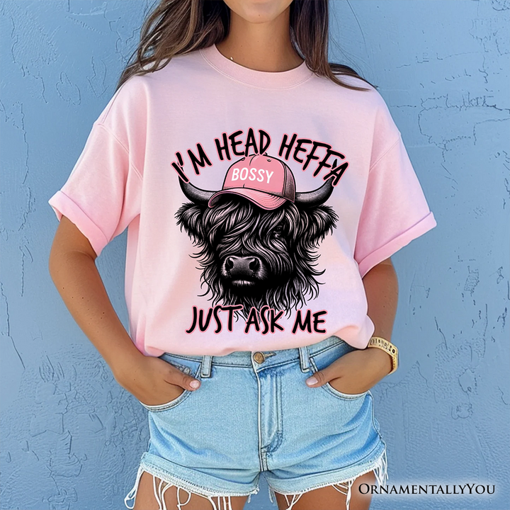 Bossy Highland Cow T-Shirt, Head Heifer Funny Western Tee