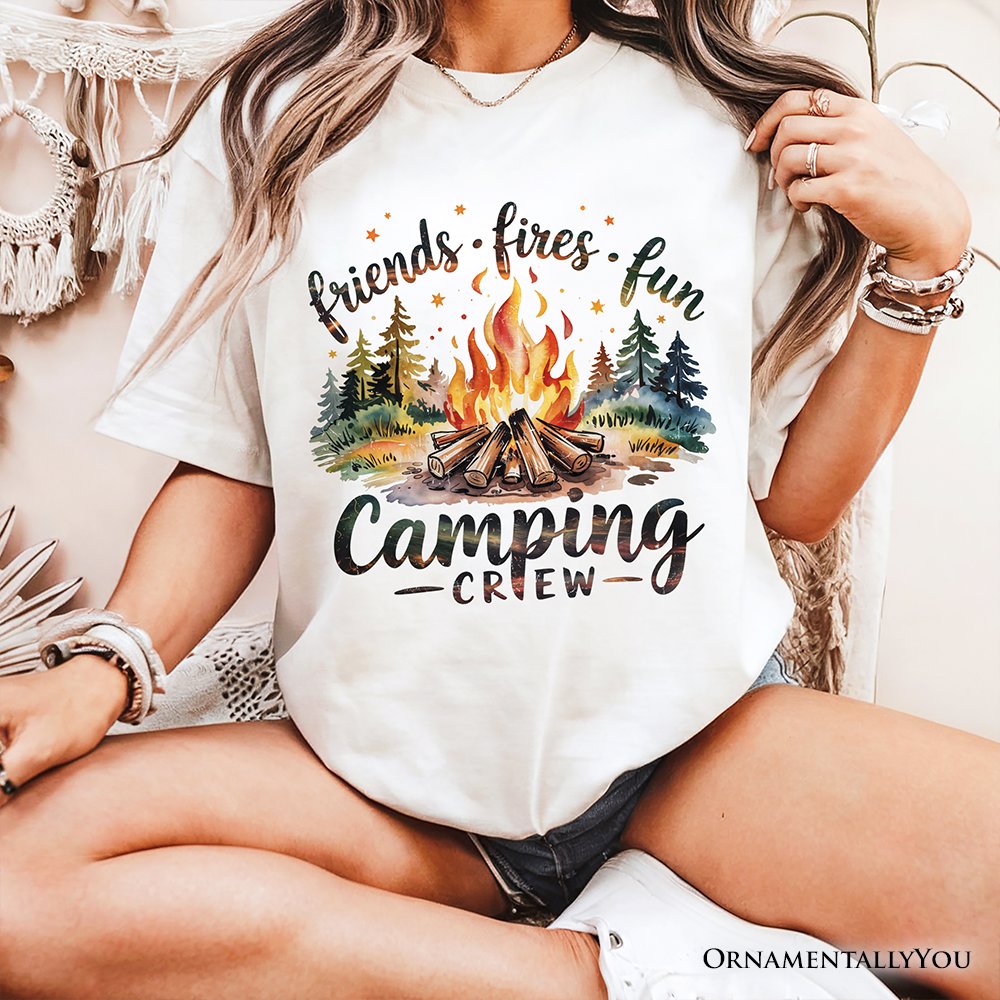Camping Crew Campfire T-Shirt, Friends Fires Fun Outdoor Tee T-Shirts OrnamentallyYou 