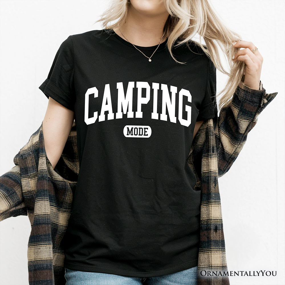Camping Mode Varsity T-Shirt, Minimalist Outdoors Tee