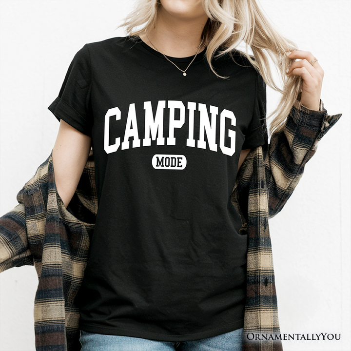Camping Mode Varsity T-Shirt, Minimalist Outdoors Tee