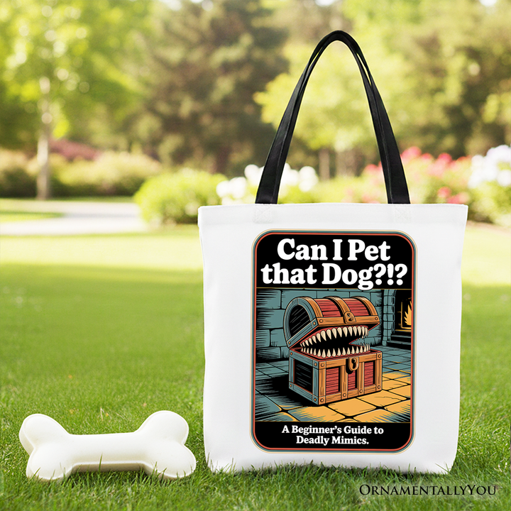Can I Pet That Dog Retro Tote Bag, Vintage Meme Humor