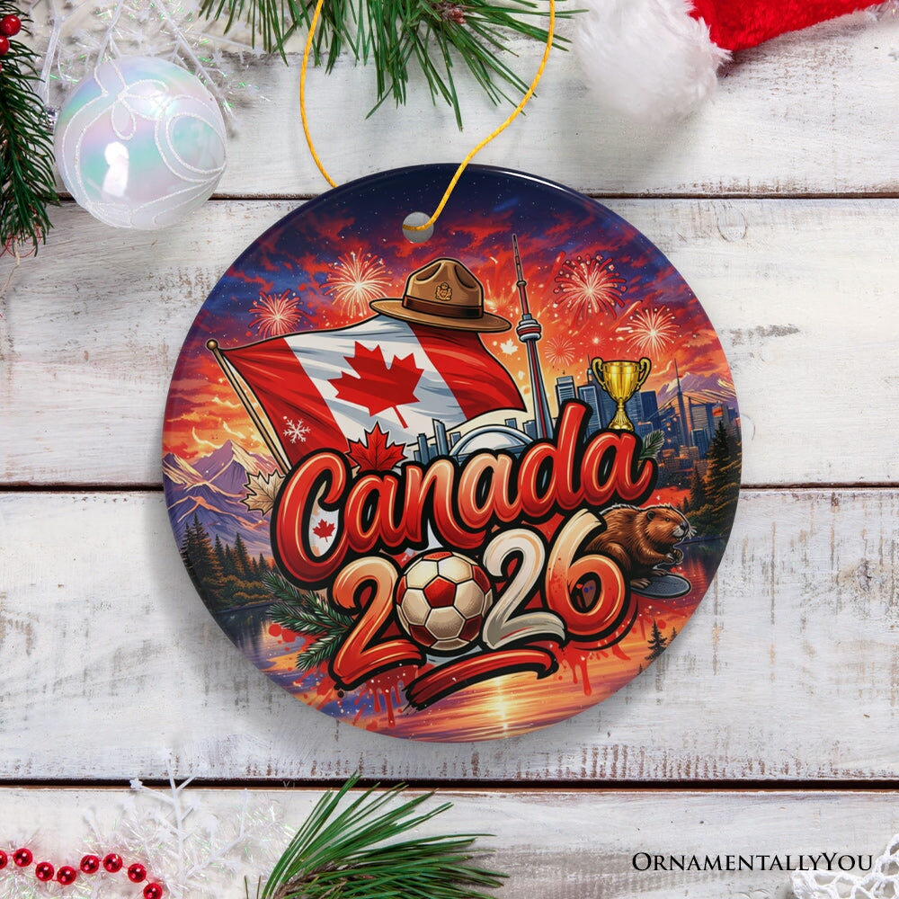 Canada 2026 Soccer Cup Global Championship Ornament, Fans Football Gift and Tree Decor Ceramic Ornament OrnamentallyYou 