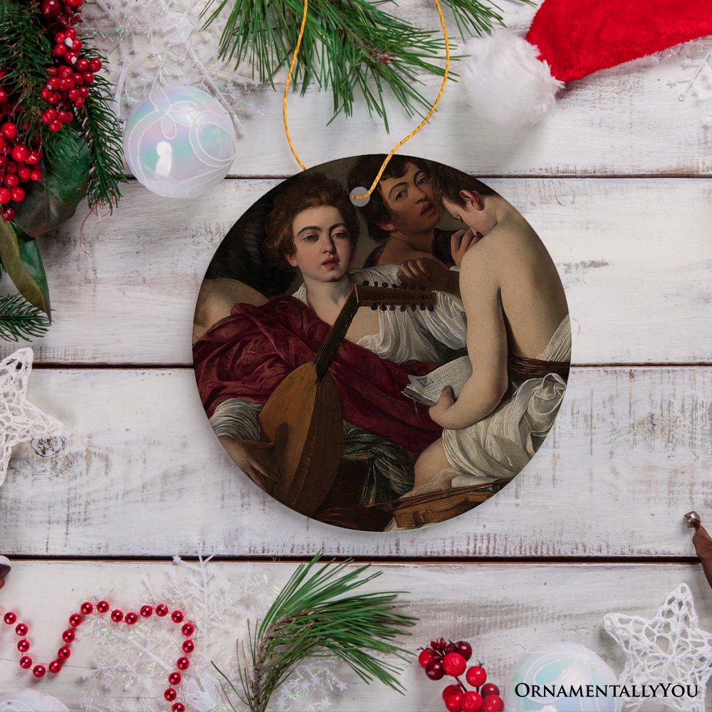 Caravaggio Musicians Ornament, Famous Painting Christmas Decoration Souvenir Ceramic Ornament OrnamentallyYou Circle 