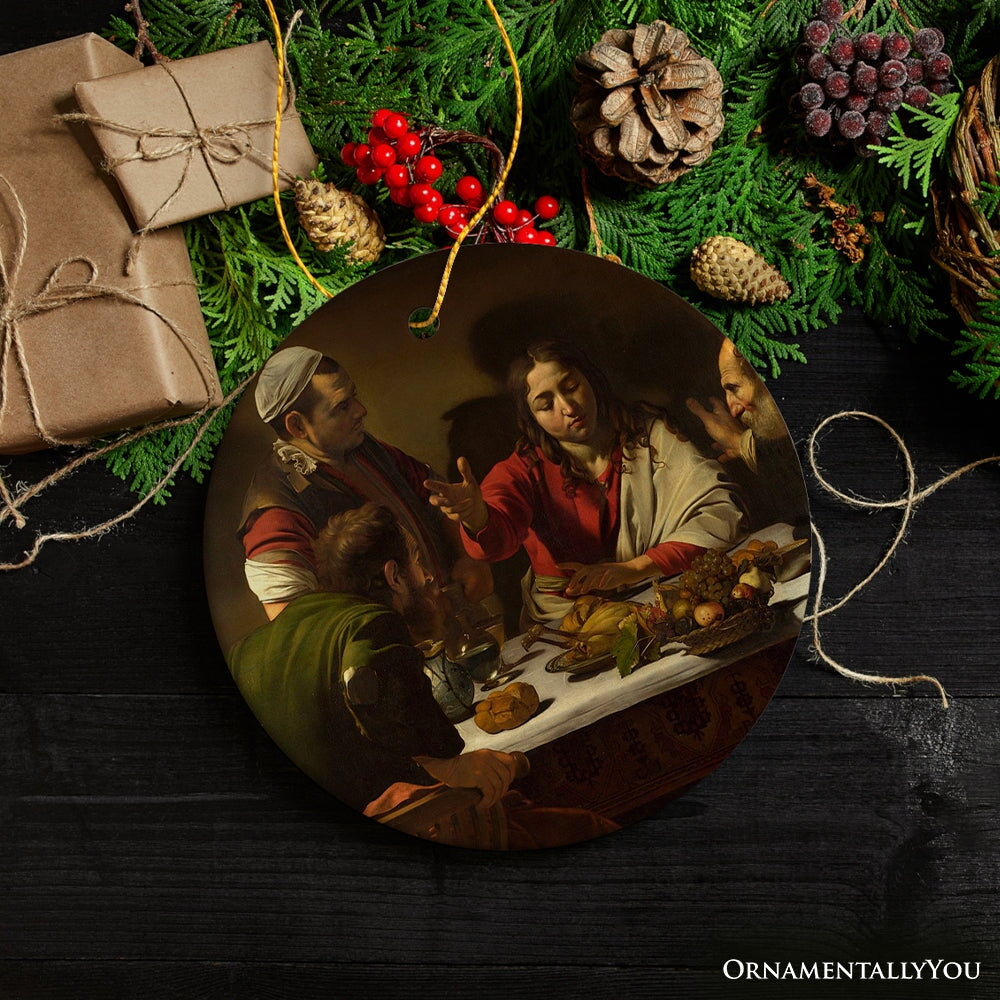 Caravaggio Supper at Emmaus Ornament, Famous Painting Christmas Decoration Souvenir Ceramic Ornament OrnamentallyYou 