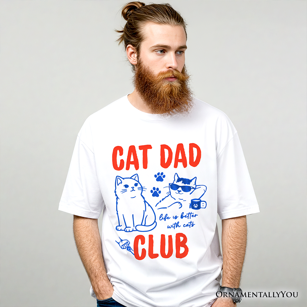 Cat Dad Club Retro T-Shirt, Funny Father's Day Tee