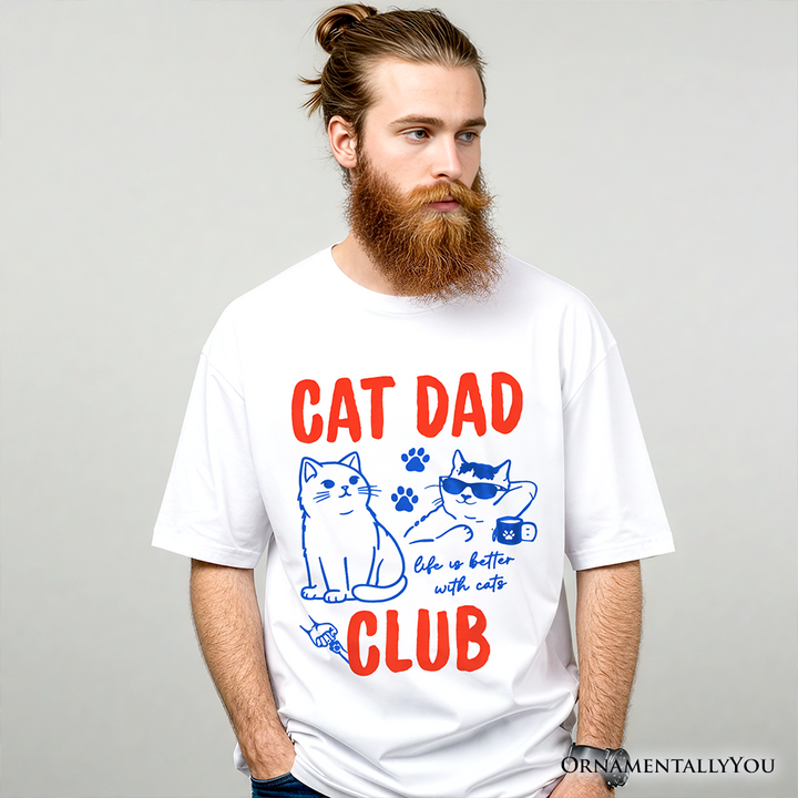 Cat Dad Club Retro T-Shirt, Funny Father's Day Tee