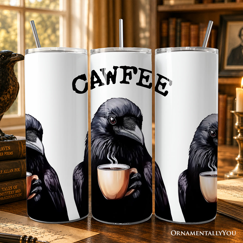 Cawfee Crow 20oz Personalized Tumbler With Lid and Stainless Steel Straw, Funny Bird Lover Gift Cup