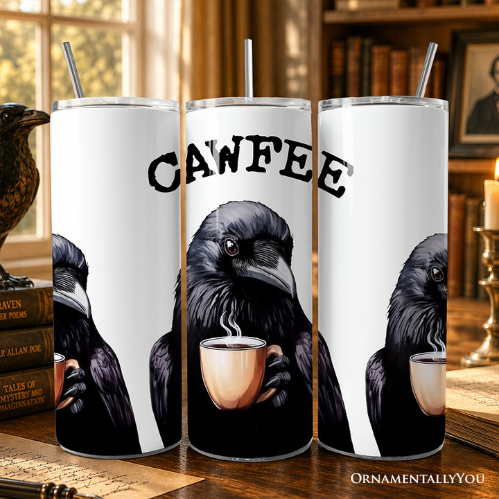Cawfee Crow 20oz Personalized Tumbler With Lid and Stainless Steel Straw, Funny Bird Lover Gift Cup